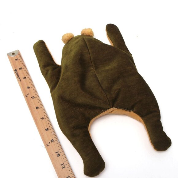 Vintage Handmade Corduroy Bean Bag Frog Stuffed Animal Plush Toy 1980s Green - Picture 5 of 9